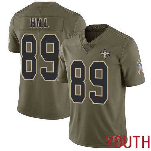New Orleans Saints Limited Olive Youth Josh Hill Jersey NFL Football #89 2017 Salute to Service Jersey